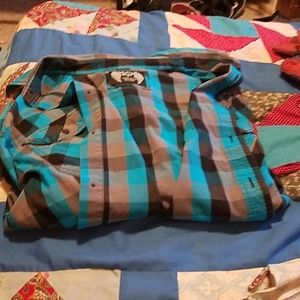 Black, Blue, and Grey Button up Flannel